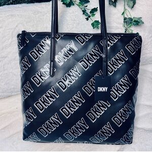 DKNY Black and White Logo Tote